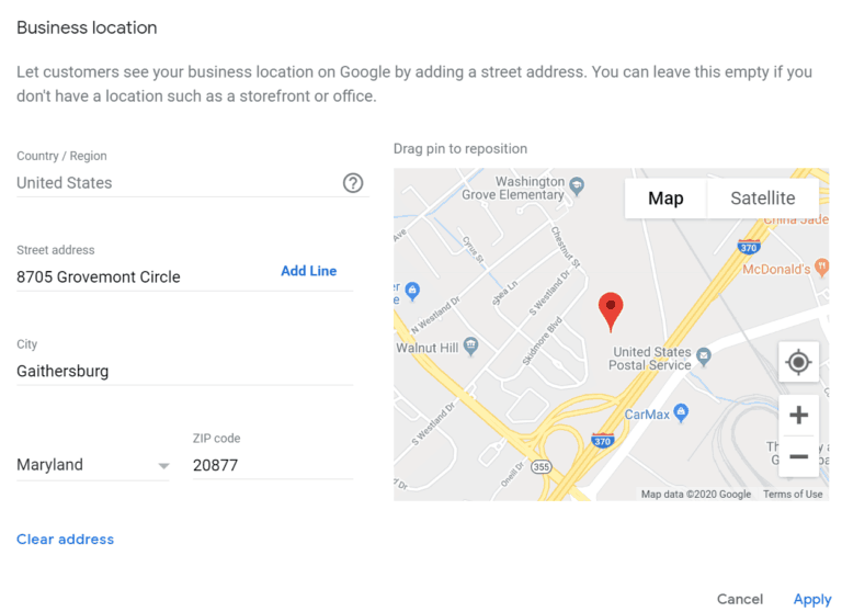 google change of address