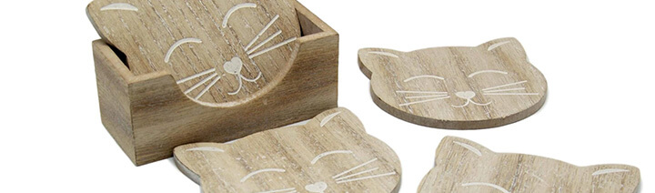 Housewarming Gifts – Cat shaped coasters