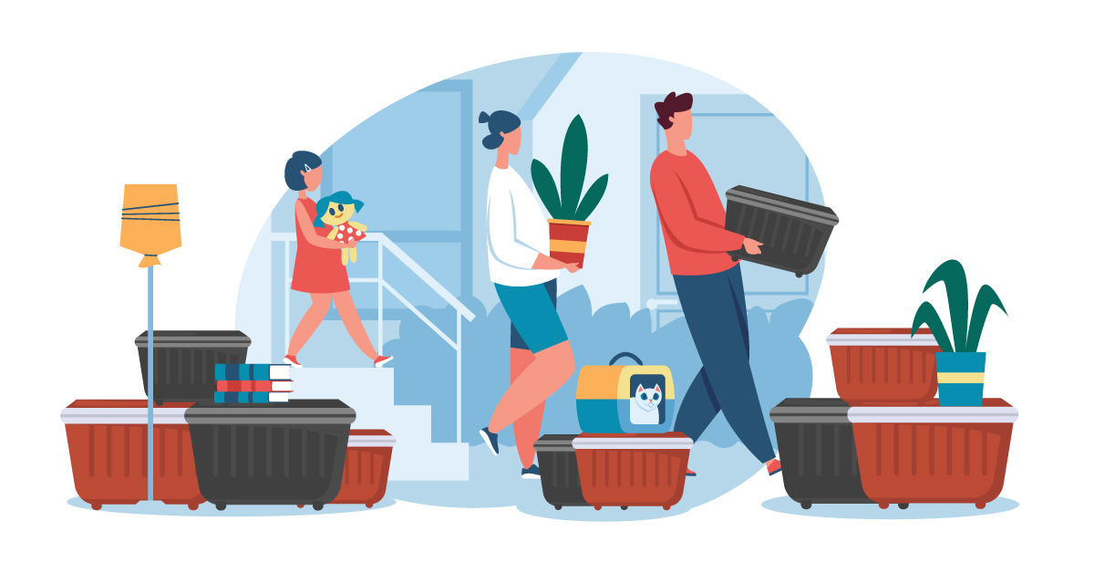 Moving with Plastic Bins.