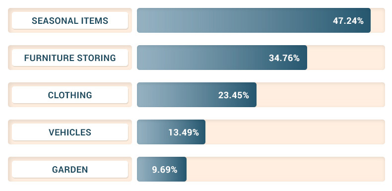 What do people store in self-storage? Age group 25-34.