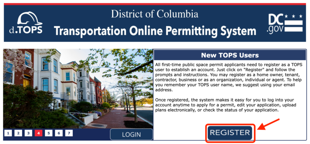 How to obtain a parking permit in Washington, D.C. Register for an Account step 1
