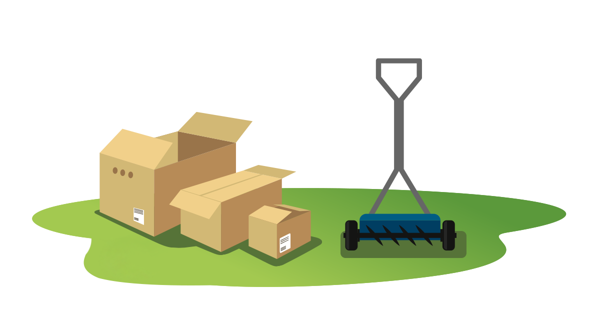 Packing a lawn aerator.