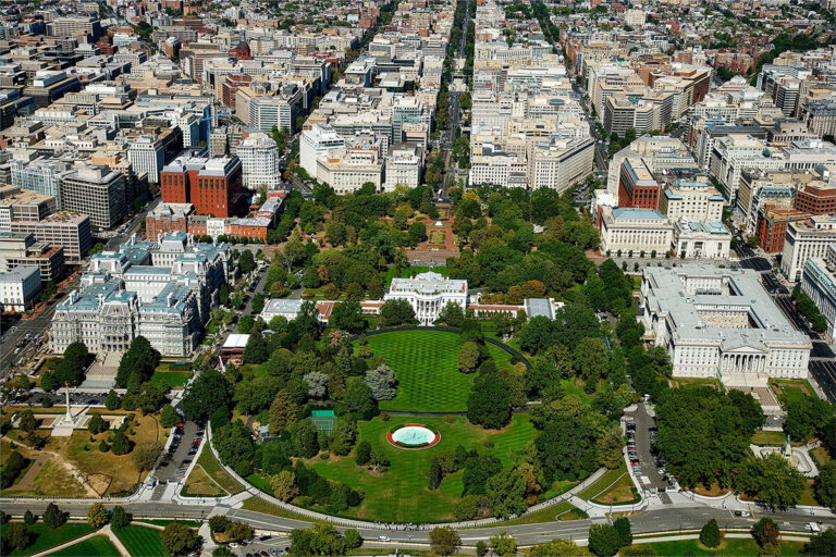An aerial photo of Washington, D.C.